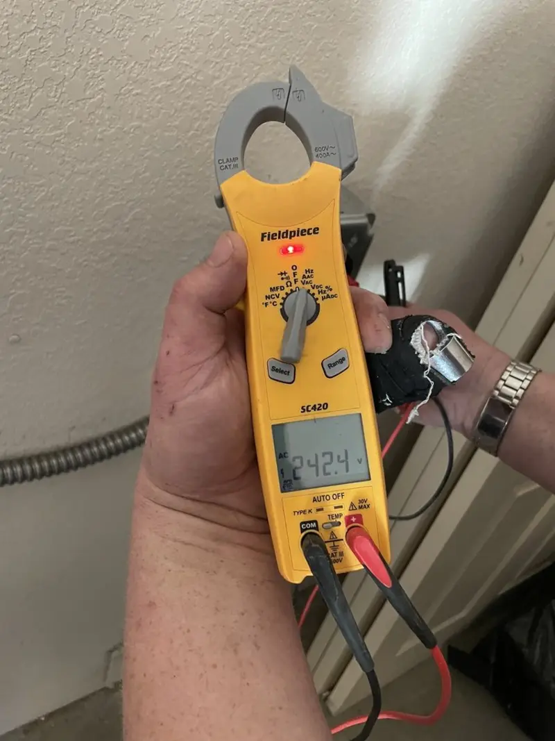 Voltage testing with clamp meter during Hot Tub / Pool Electrical Wiring in Absecon